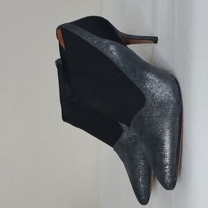 l'Amour Des Pieds Metallic Gray Leather Stiletto Ankle Booties Size 7.5
